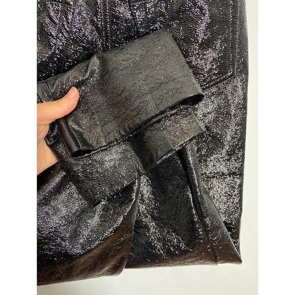 Aritzia Wilfred Women’s so 00 XS shiny textured black pants button and zip fly - Picture 6 of 7